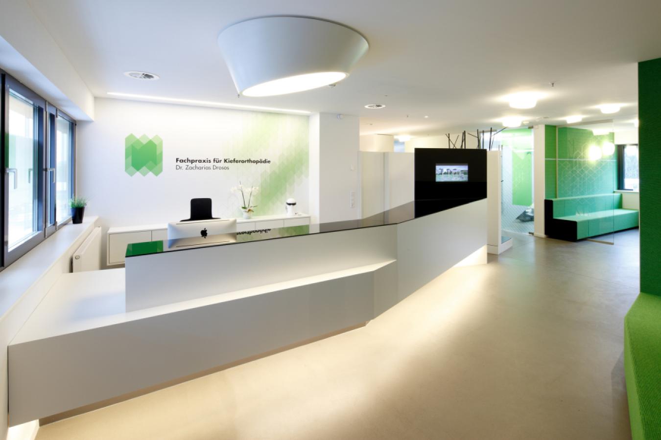 white reception desk in a doctor's surgery
