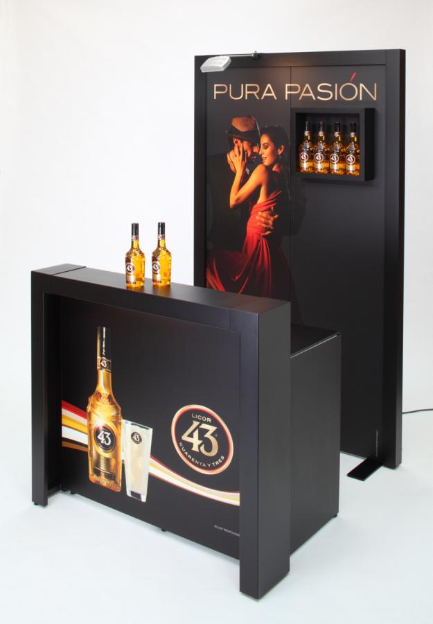 G-Rack Promotionbar Licor 43 mit Rückwand Flaschendisplay